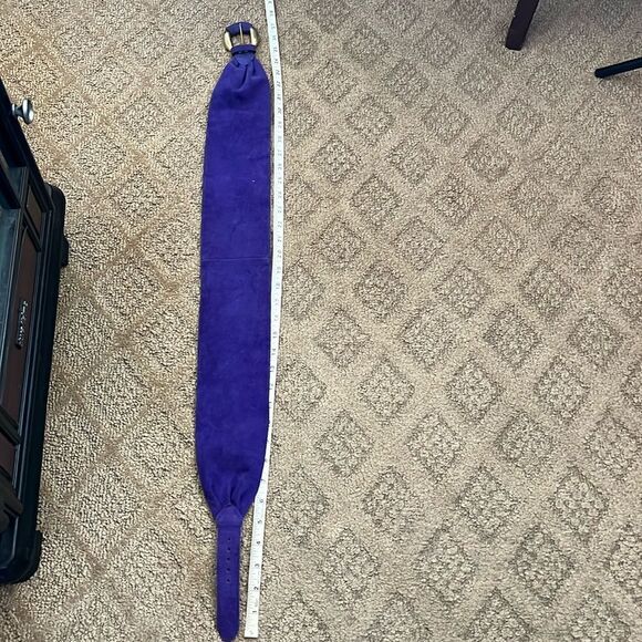 Vintage Purple Suede Belt with Gold Metal Buckle - Picture 6 of 7